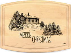 Merry Christmas Rustic Cabin Cutting Board