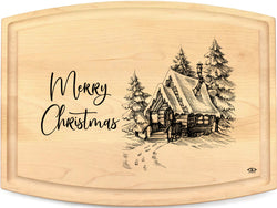 Merry Christmas Cabin Cutting Board