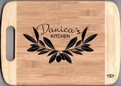 Cutting Board in Bamboo Small - Olive Branch Design