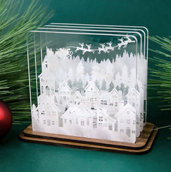Santa's Flight Acrylic Shadowbox Coaster Set - Set of 4
