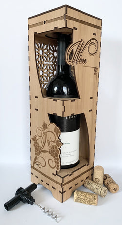 Wood Beverage Box2 - Grape Vine Motif