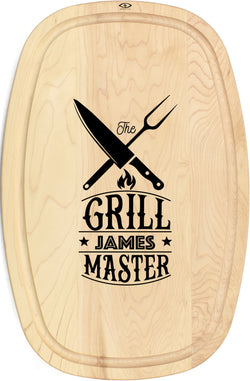 Cutting Board Oval Shaped in Solid Wood - Grill Master