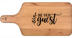 Cutting Board with Full Handle in Solid Wood - Be Our Guest!