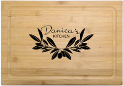 Cutting Board in Bamboo Large - Olive Branch Design