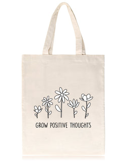Canvas Tote Bag for Plant Lovers - Grow Positive Thoughts