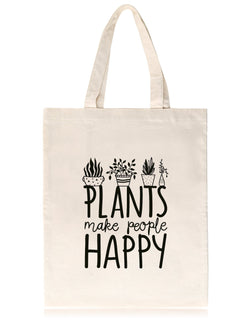 Canvas Tote Bag for Plant Lovers - Plants Make People Happy1