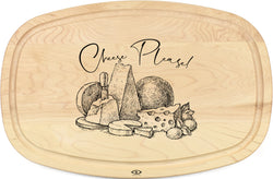 Cutting Board Oval Shaped in Solid Wood - Cheese Please!