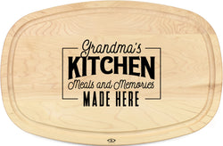 Cutting Board Oval Shaped in Solid Wood - Grandma's Kitchen, Meals & Memories Made Here