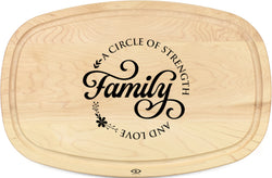 Cutting Board Oval Shaped in Solid Wood - Family, A Circle of Strength