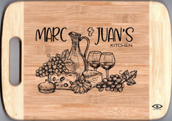 Cutting Board in Bamboo Small - Wine & Cheese Design